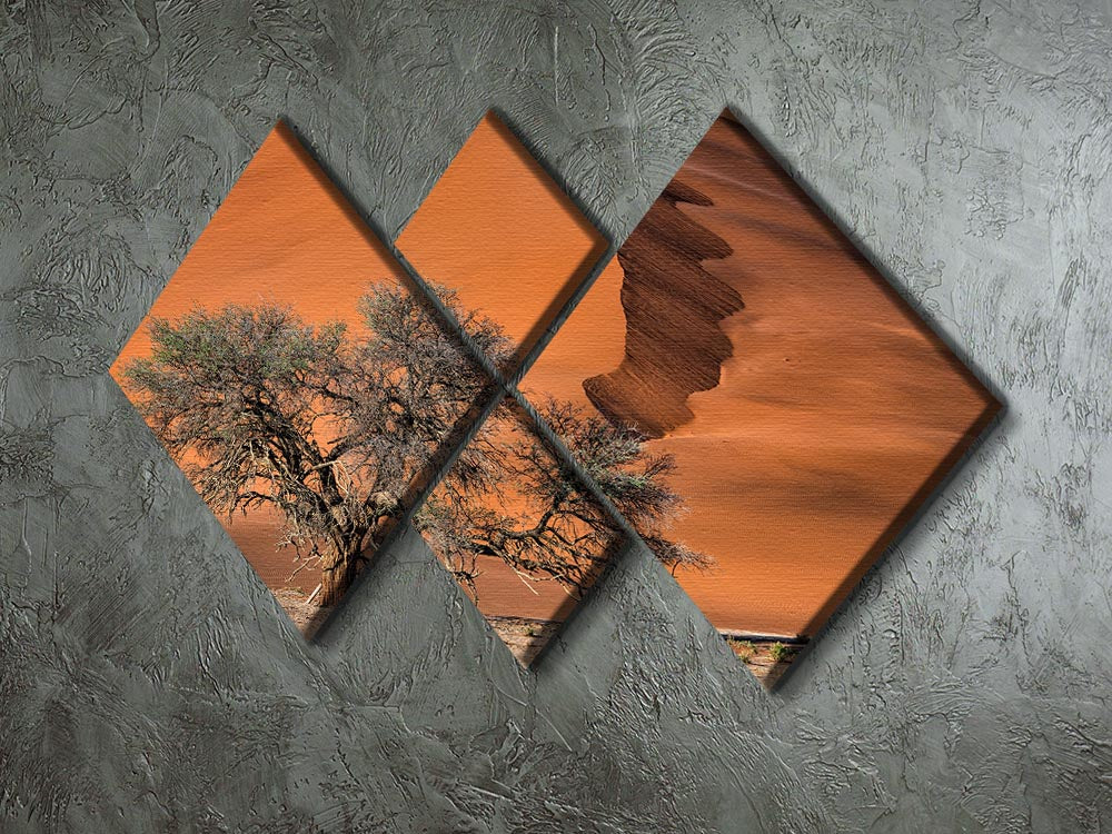 Acacia In The Desert 4 Square Multi Panel Canvas - Canvas Art Rocks - 2