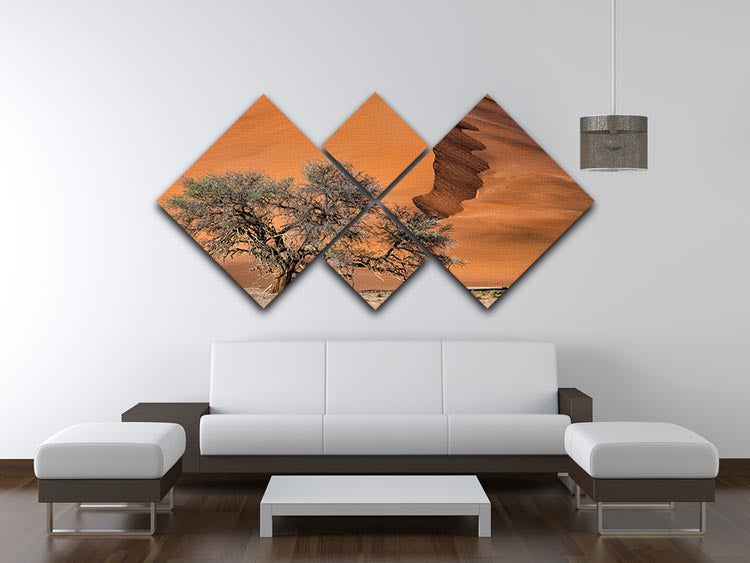 Acacia In The Desert 4 Square Multi Panel Canvas - Canvas Art Rocks - 3