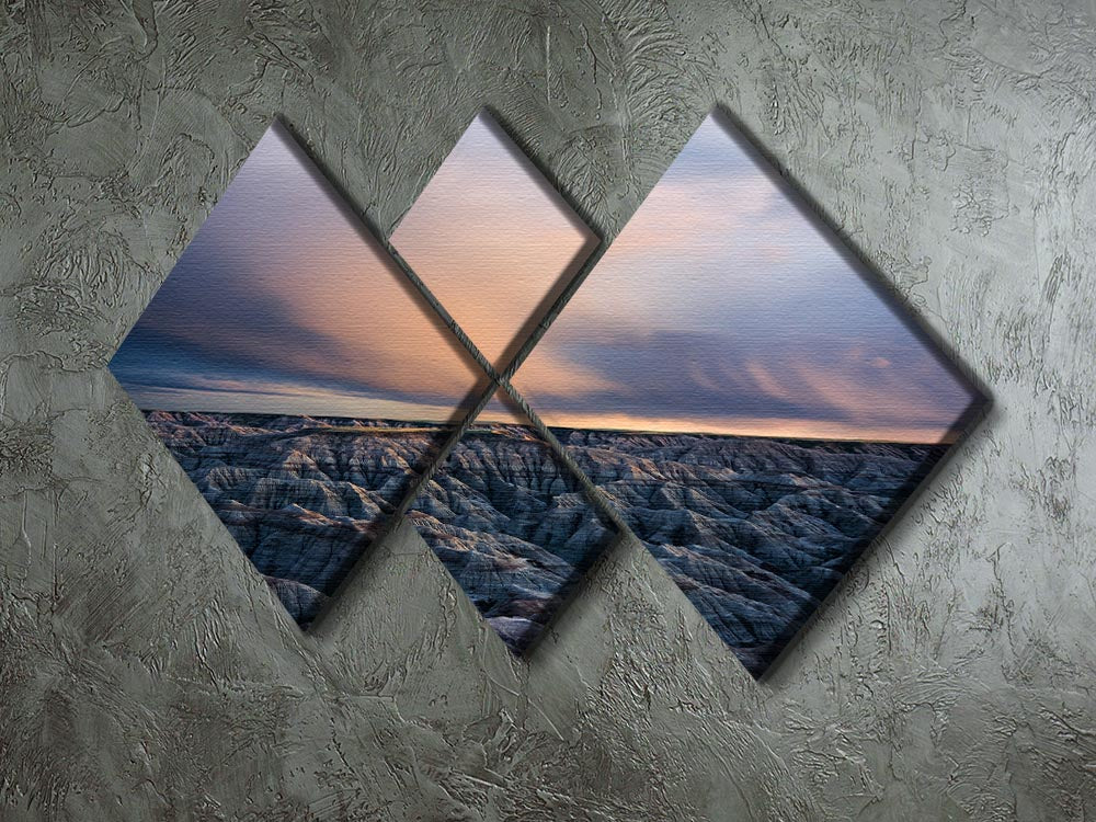 Twilight Over Badlands 4 Square Multi Panel Canvas - Canvas Art Rocks - 2