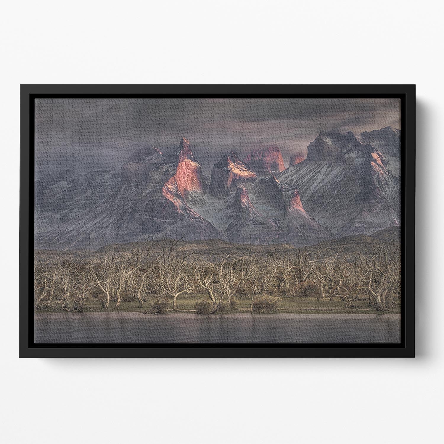 Below The Peaks Of Patagonia Floating Framed Canvas - Canvas Art Rocks - 2