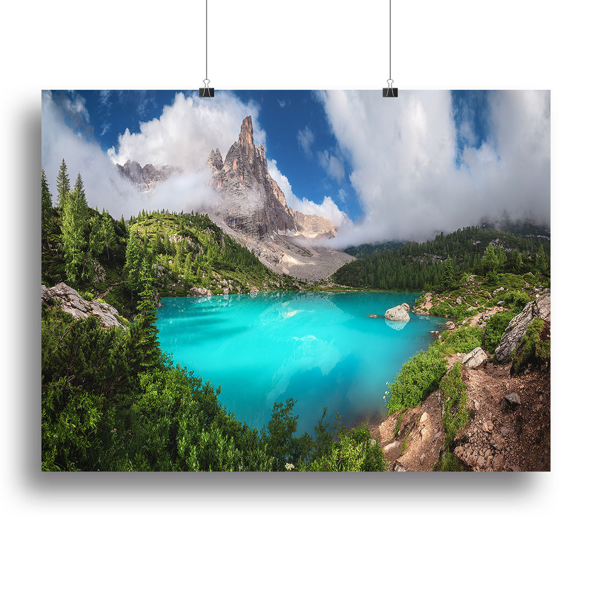 Veneto Lago Di Sorapis Panorama Canvas Print or Poster - Canvas Art Rocks - 2