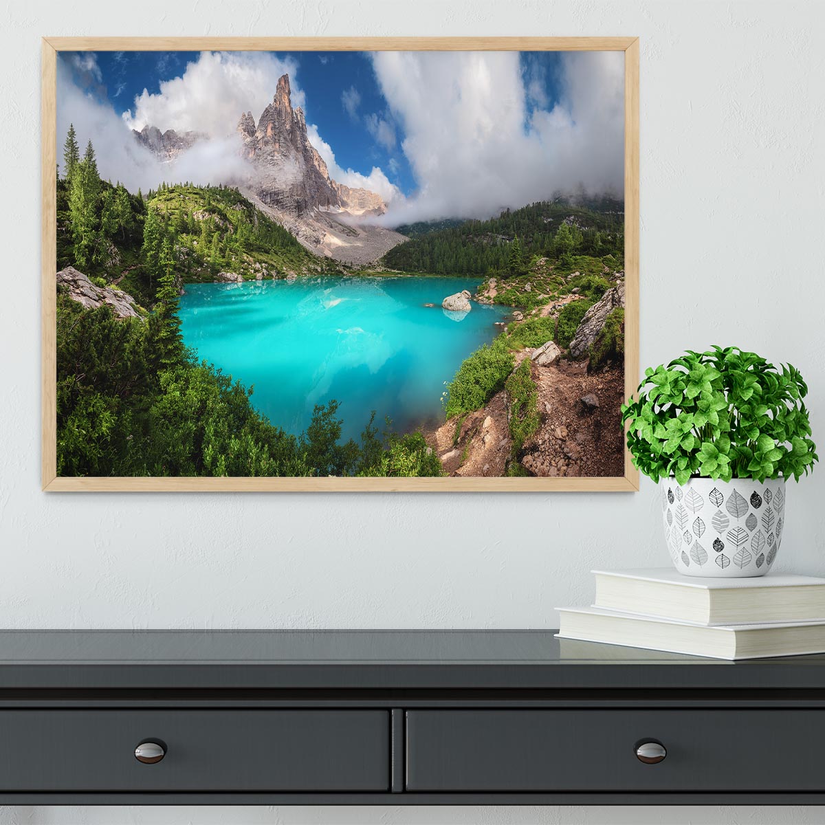 Veneto Lago Di Sorapis Panorama Framed Print - Canvas Art Rocks - 4