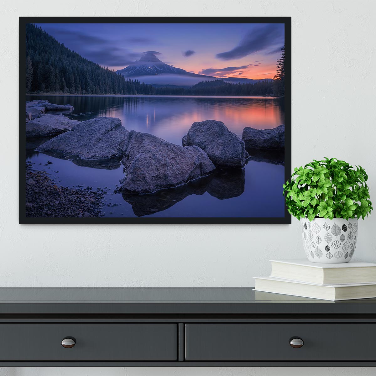 Twilight At Trillium Lake Framed Print - Canvas Art Rocks - 2