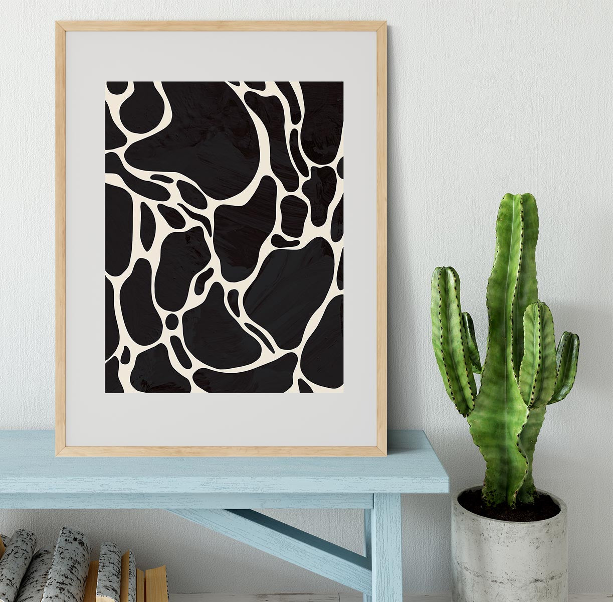 Giraffe Grey Framed Print - Canvas Art Rocks - 4