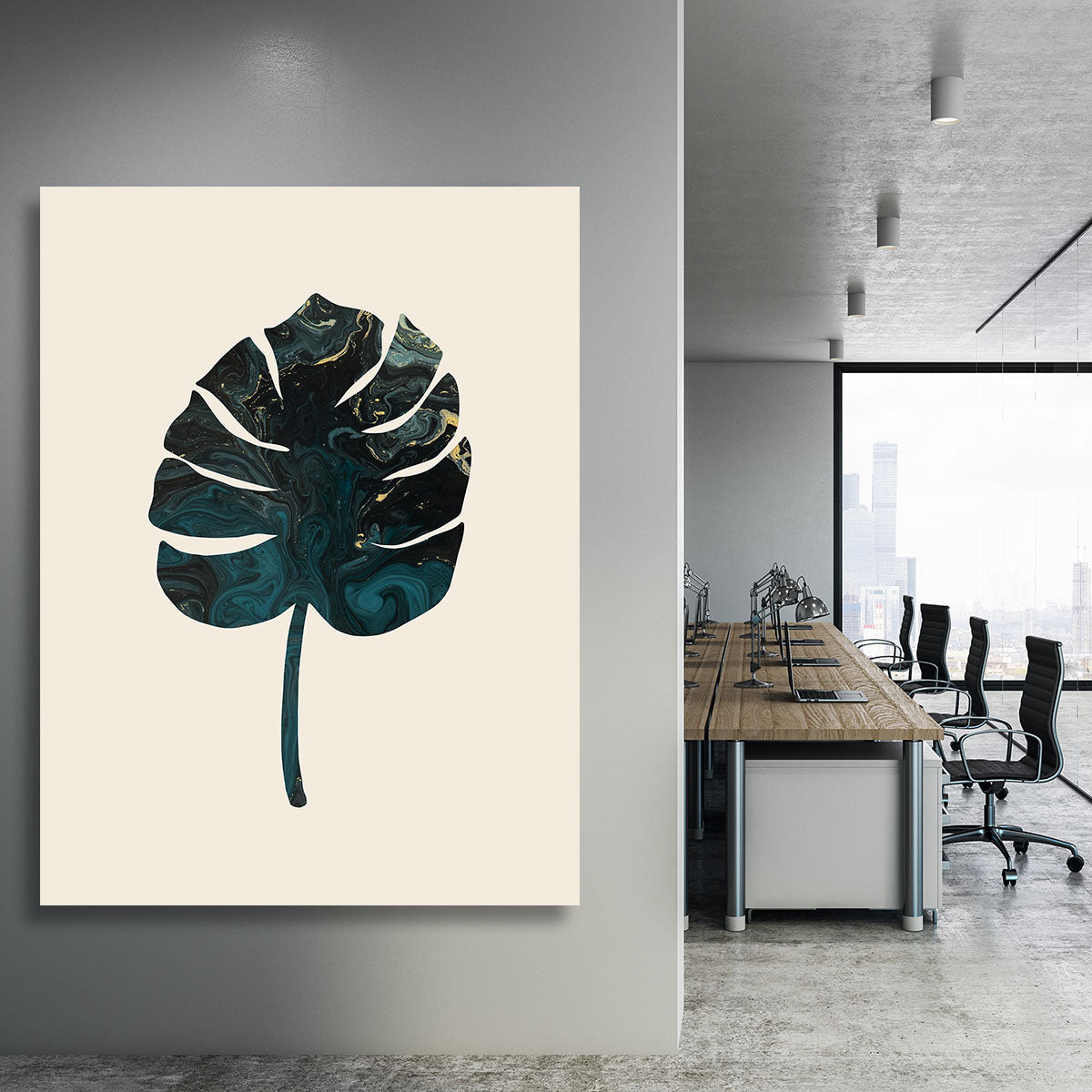 Monstera Marble Green Canvas Print or Poster - Canvas Art Rocks - 3