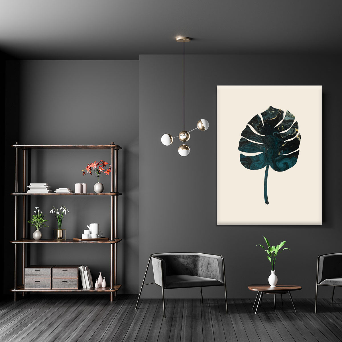 Monstera Marble Green Canvas Print or Poster - Canvas Art Rocks - 5