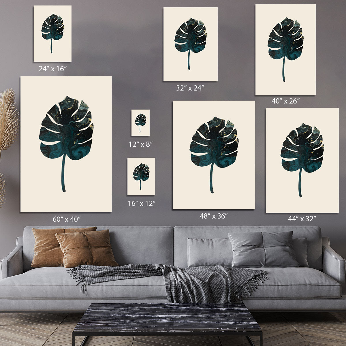 Monstera Marble Green Canvas Print or Poster - Canvas Art Rocks - 7
