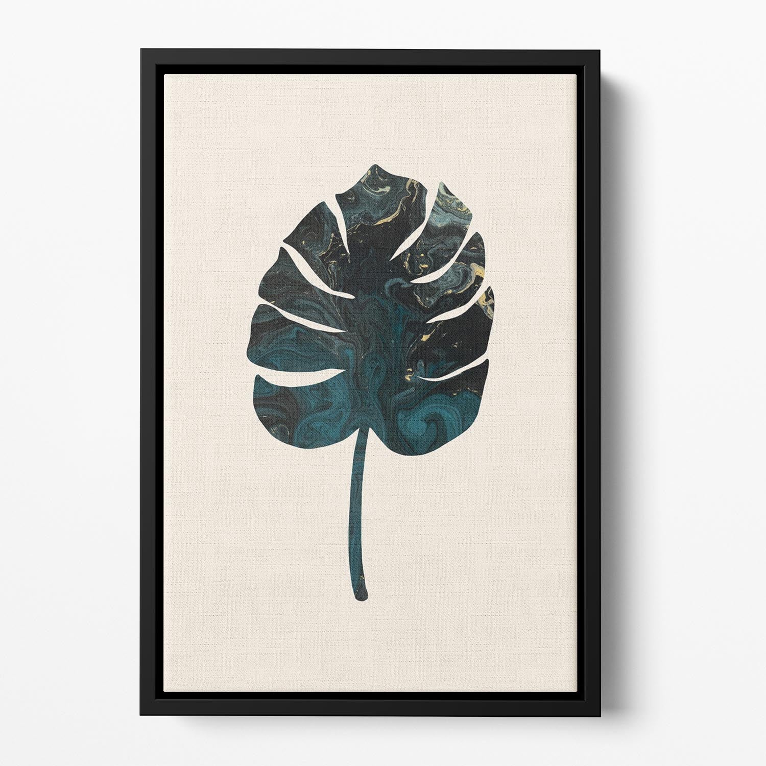 Monstera Marble Green Floating Framed Canvas - Canvas Art Rocks - 2