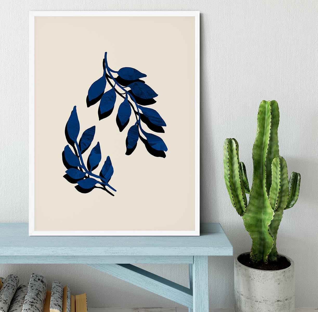 Blue Twig Brush Framed Print - 1x -6