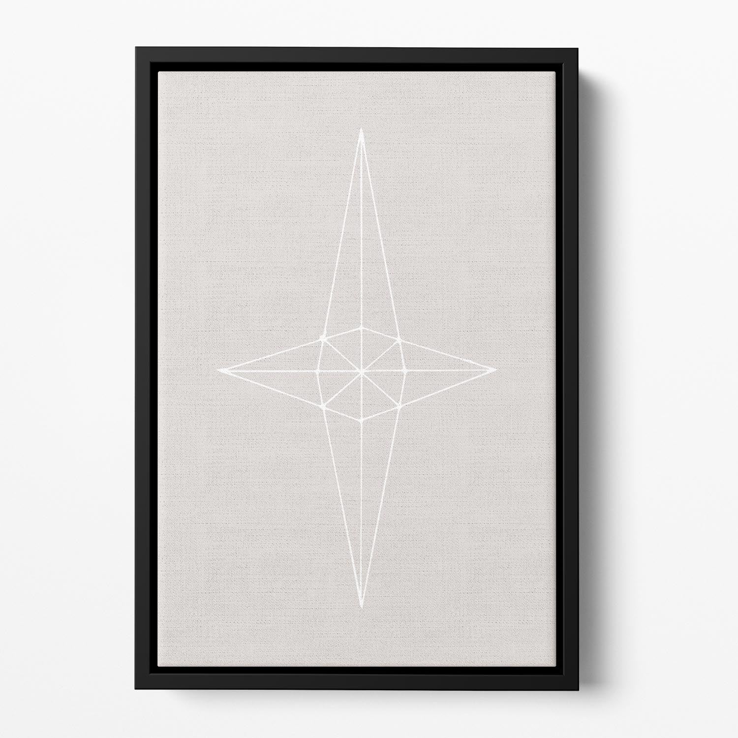 Grid Star Grey Floating Framed Canvas - Canvas Art Rocks - 2