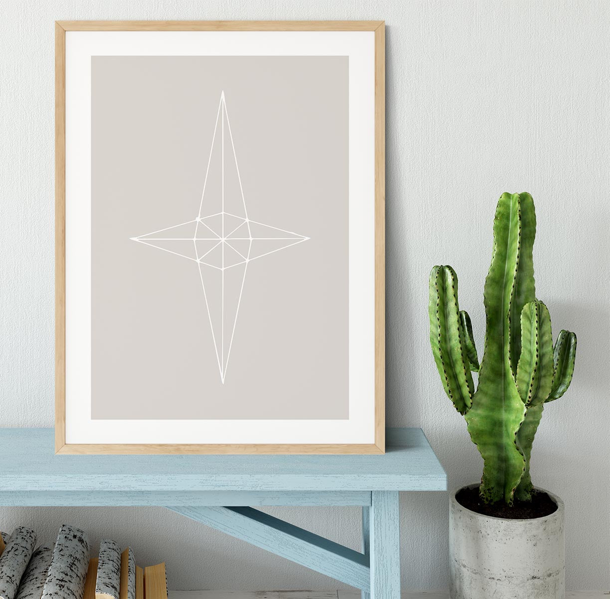 Grid Star Grey Framed Print - Canvas Art Rocks - 3