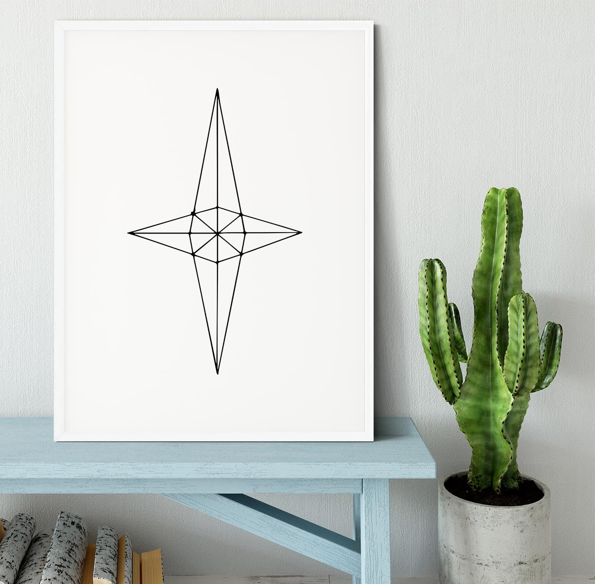 Grid Star White Framed Print - Canvas Art Rocks - 5