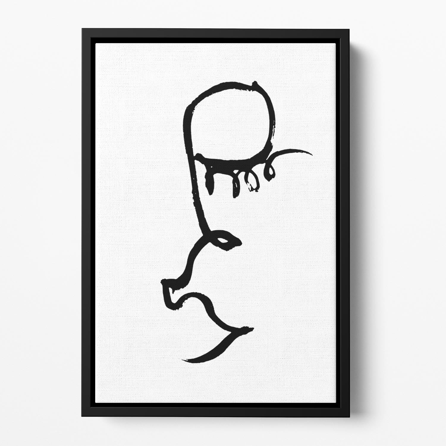 Half Face Black Floating Framed Canvas - Canvas Art Rocks - 2