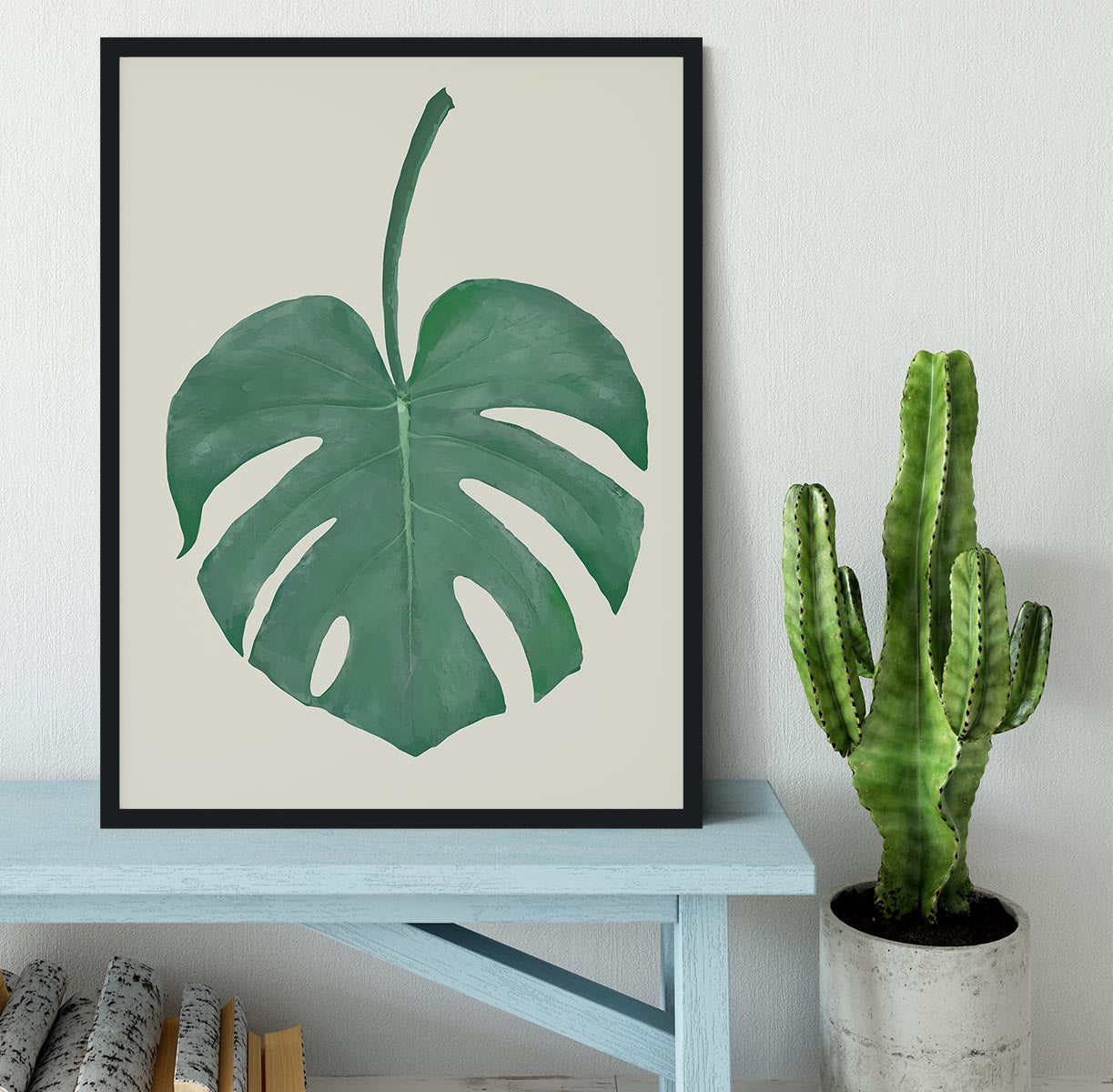 Monstera Aqua 05 Framed Print - Canvas Art Rocks - 2