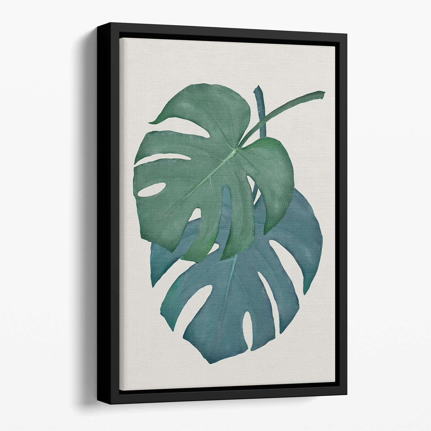 Monstera Aqua 06 Floating Framed Canvas - Canvas Art Rocks - 1