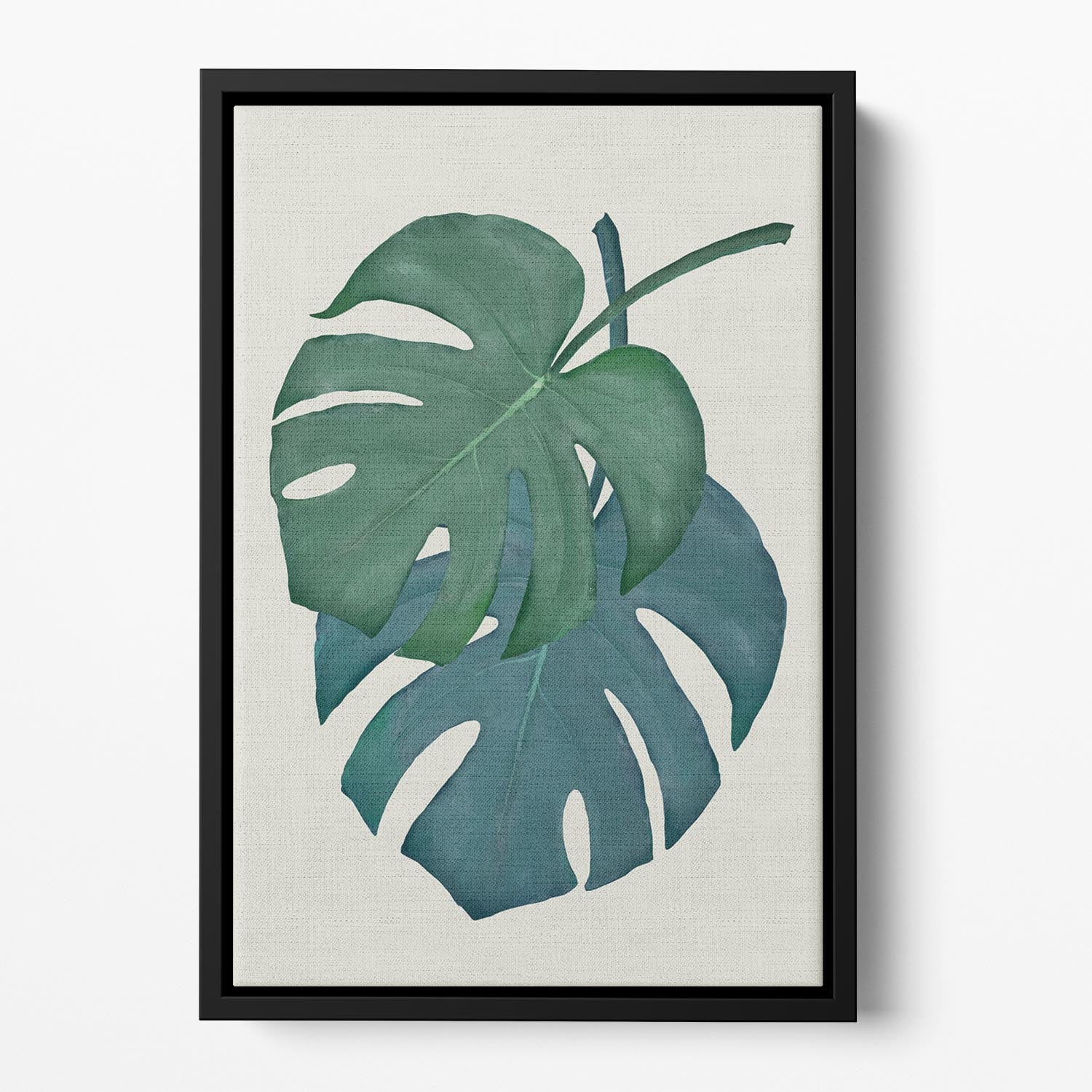 Monstera Aqua 06 Floating Framed Canvas - Canvas Art Rocks - 2