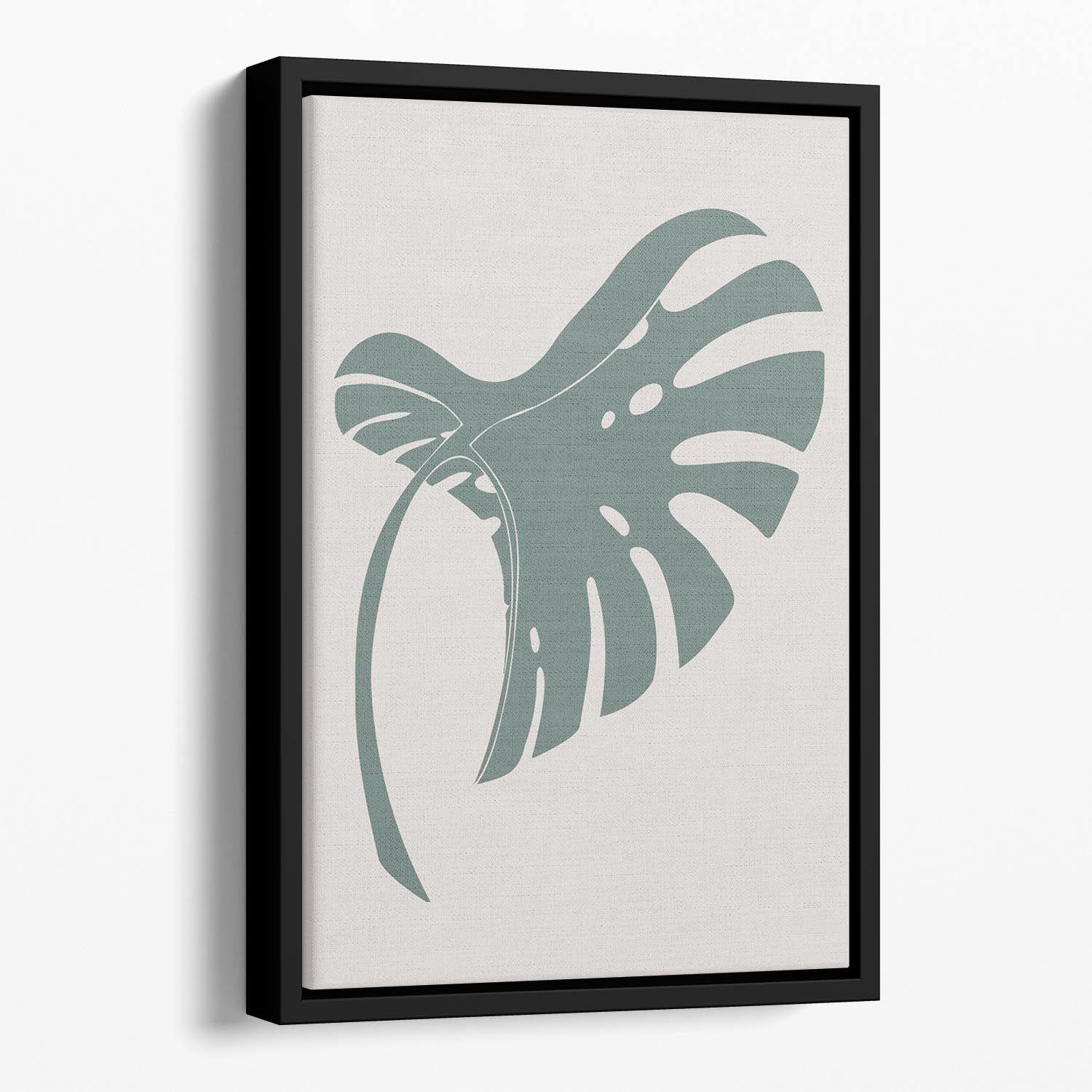 Monstera Bent Green Floating Framed Canvas - 1x - 1