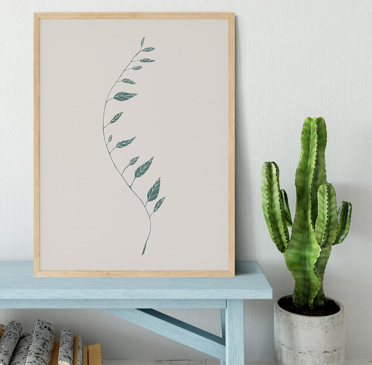 Wavy Branch Green Framed Print - Canvas Art Rocks - 4