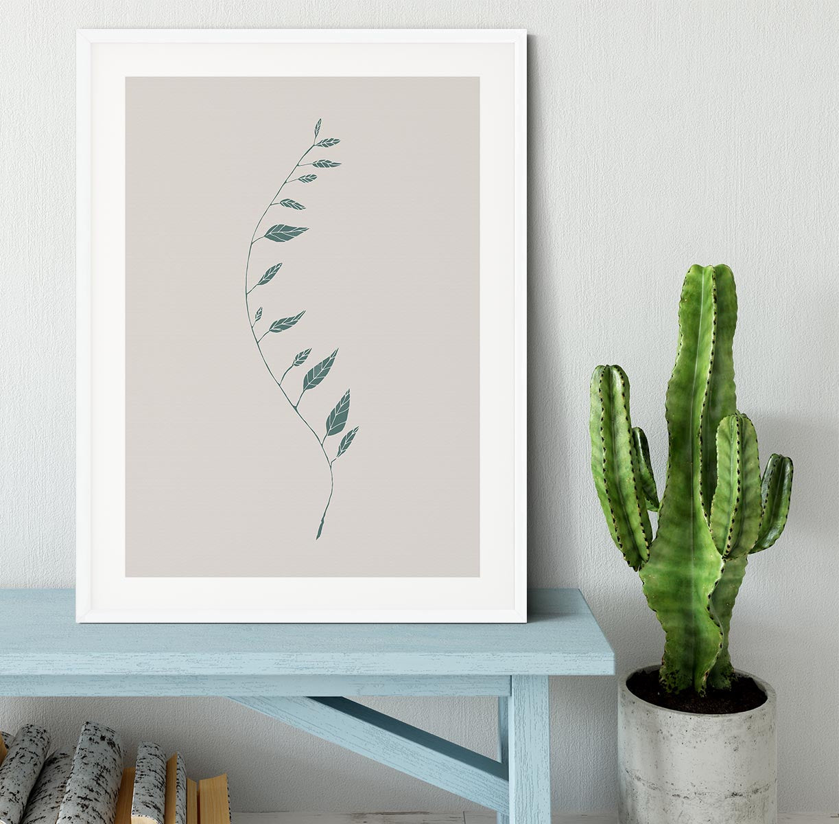 Wavy Branch Green Framed Print - Canvas Art Rocks - 5