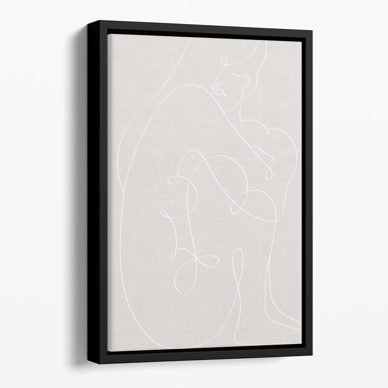 Woman Lines White Floating Framed Canvas - Canvas Art Rocks - 1