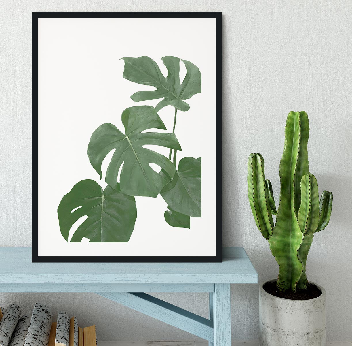 Monstera Aqua 03 Framed Print - Canvas Art Rocks - 1