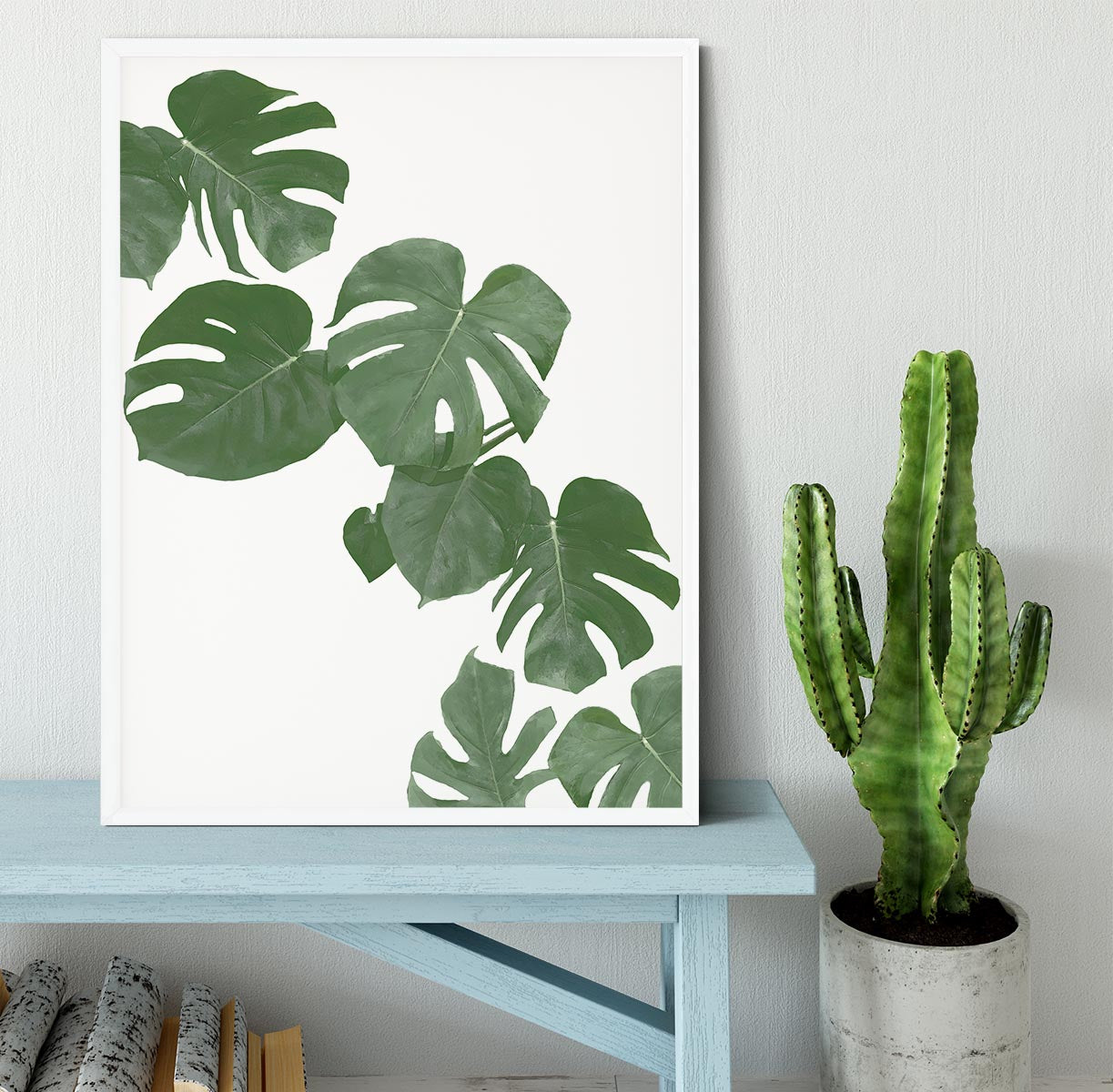 Monstera Aqua 02 Framed Print - Canvas Art Rocks -6