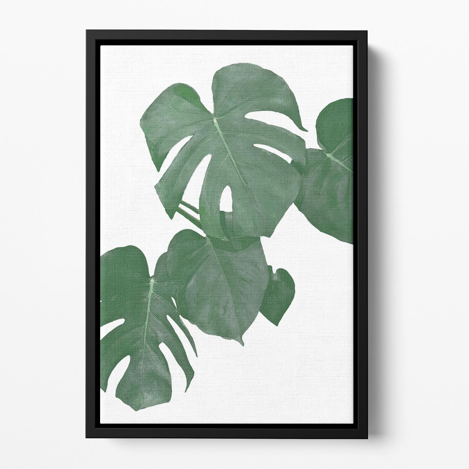 Monstera Aqua 01 Floating Framed Canvas - Canvas Art Rocks - 2