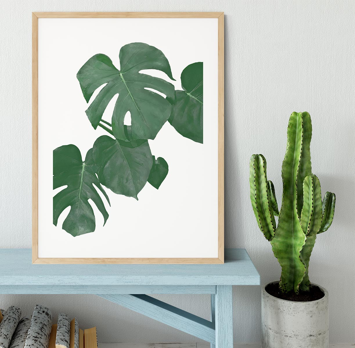 Monstera Aqua 01 Framed Print - Canvas Art Rocks - 3