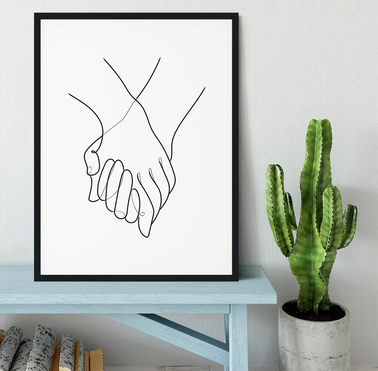 Holding Hands Lines Framed Print - Canvas Art Rocks - 1