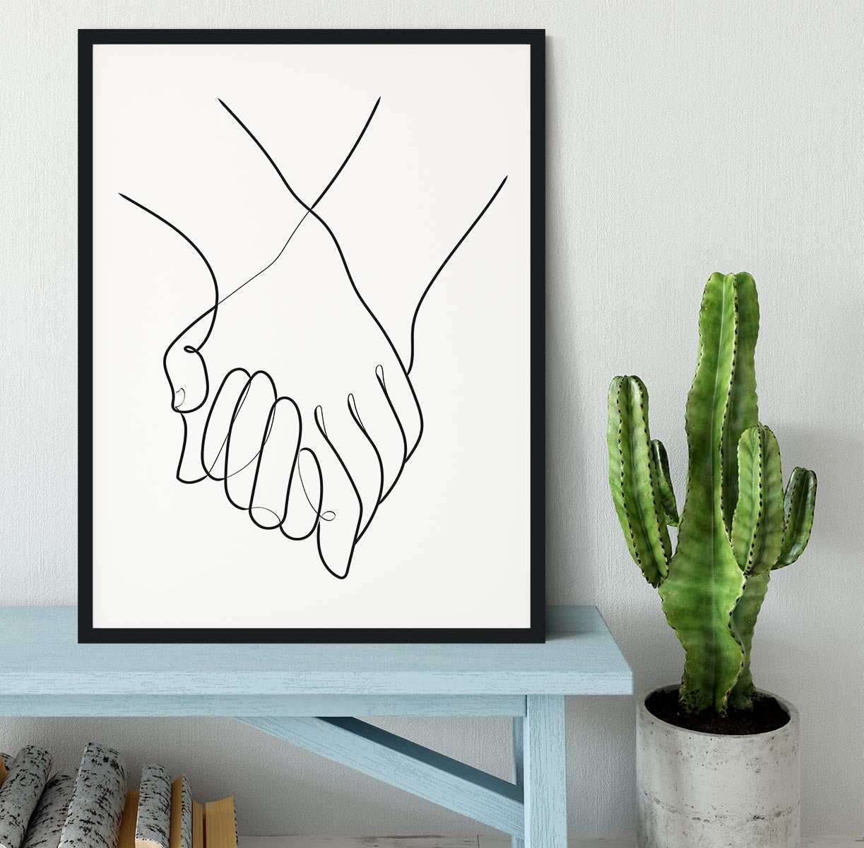 Holding Hands Lines Framed Print - Canvas Art Rocks - 2