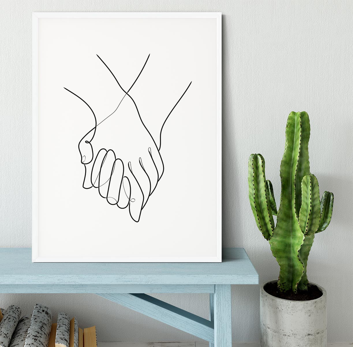 Holding Hands Lines Framed Print - Canvas Art Rocks - 5