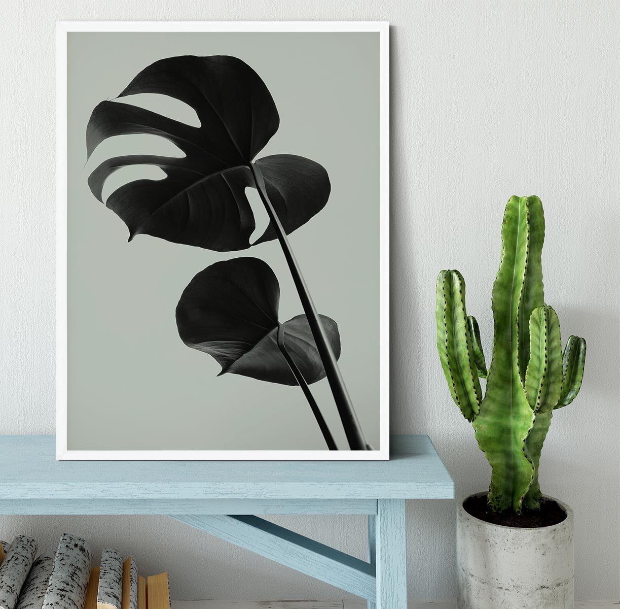 Monstera Teal 01 Framed Print - Canvas Art Rocks -6