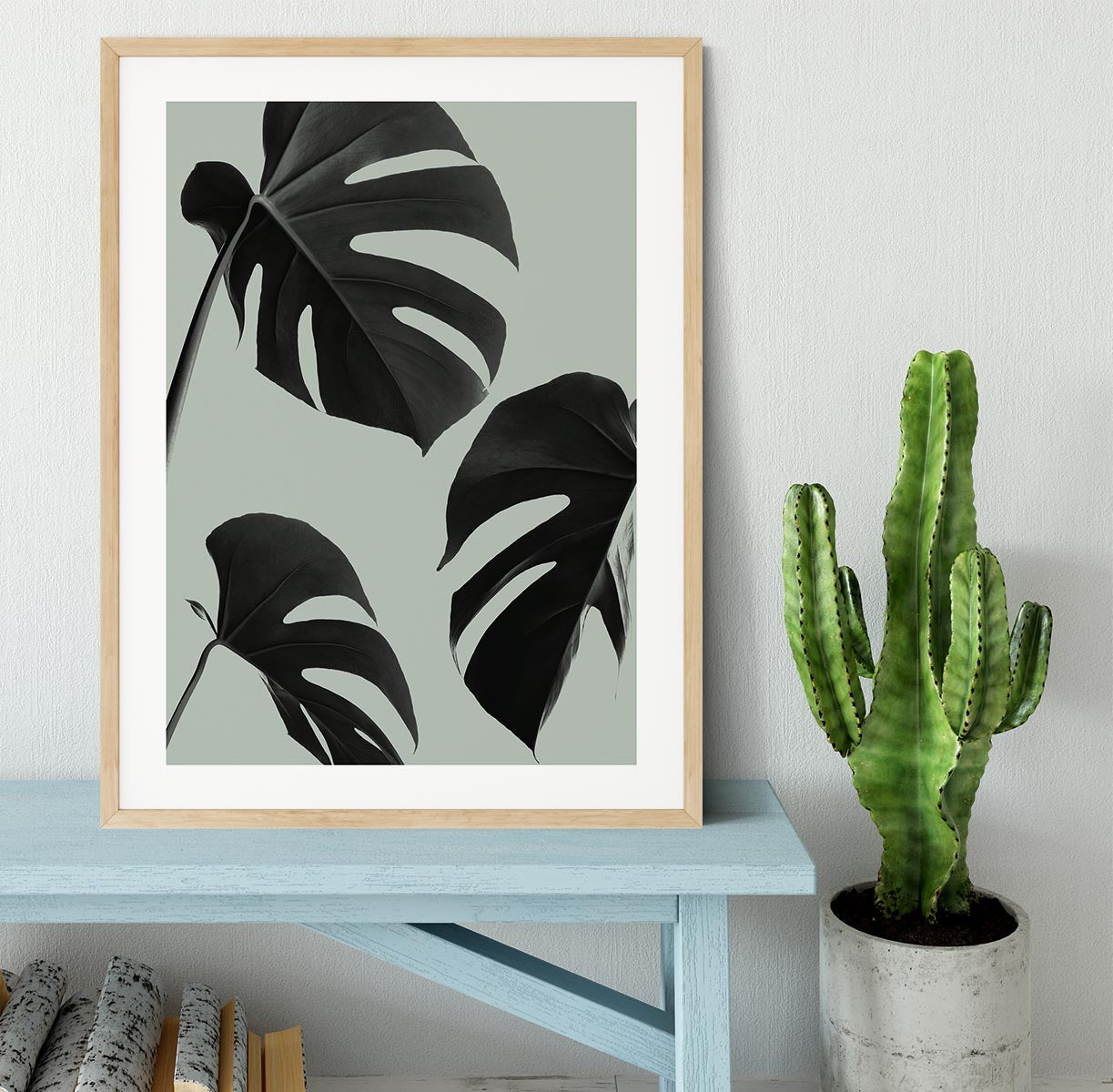 Monstera Teal 05 Framed Print - Canvas Art Rocks - 3