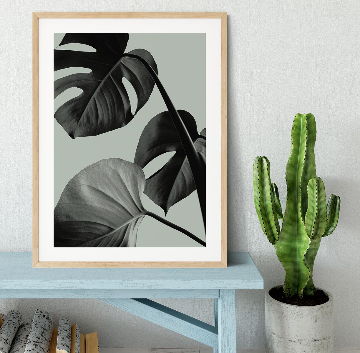 Monstera Teal 07 Framed Print - Canvas Art Rocks - 3