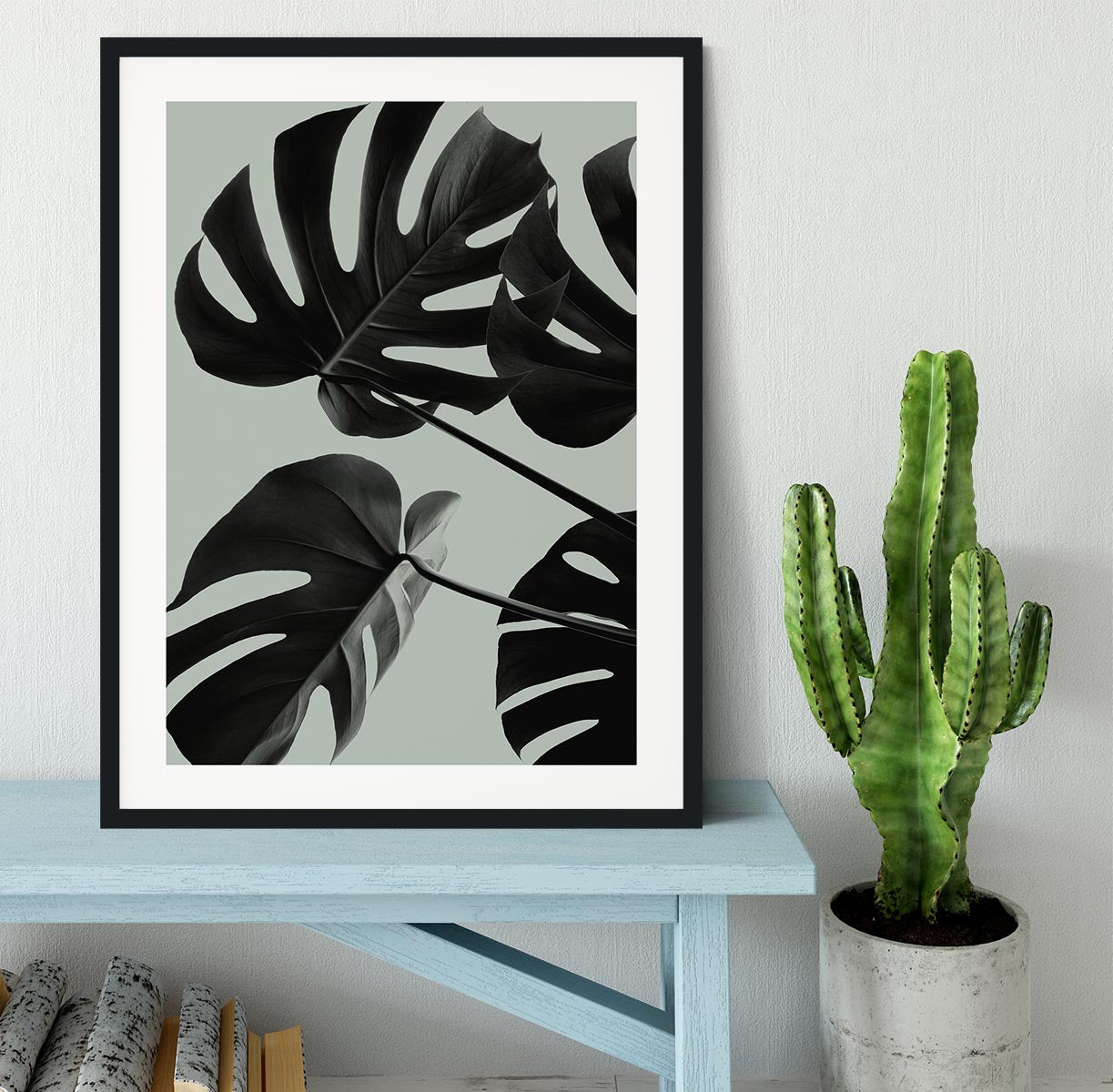 Monstera Teal 08 Framed Print - Canvas Art Rocks - 1