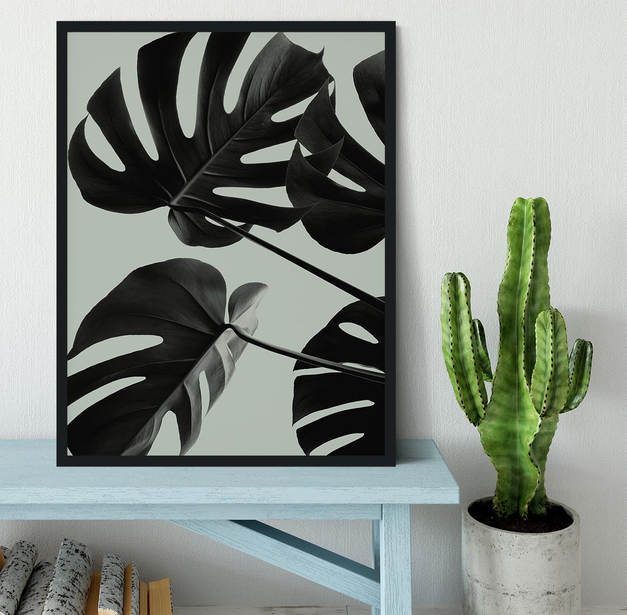 Monstera Teal 08 Framed Print - Canvas Art Rocks - 2