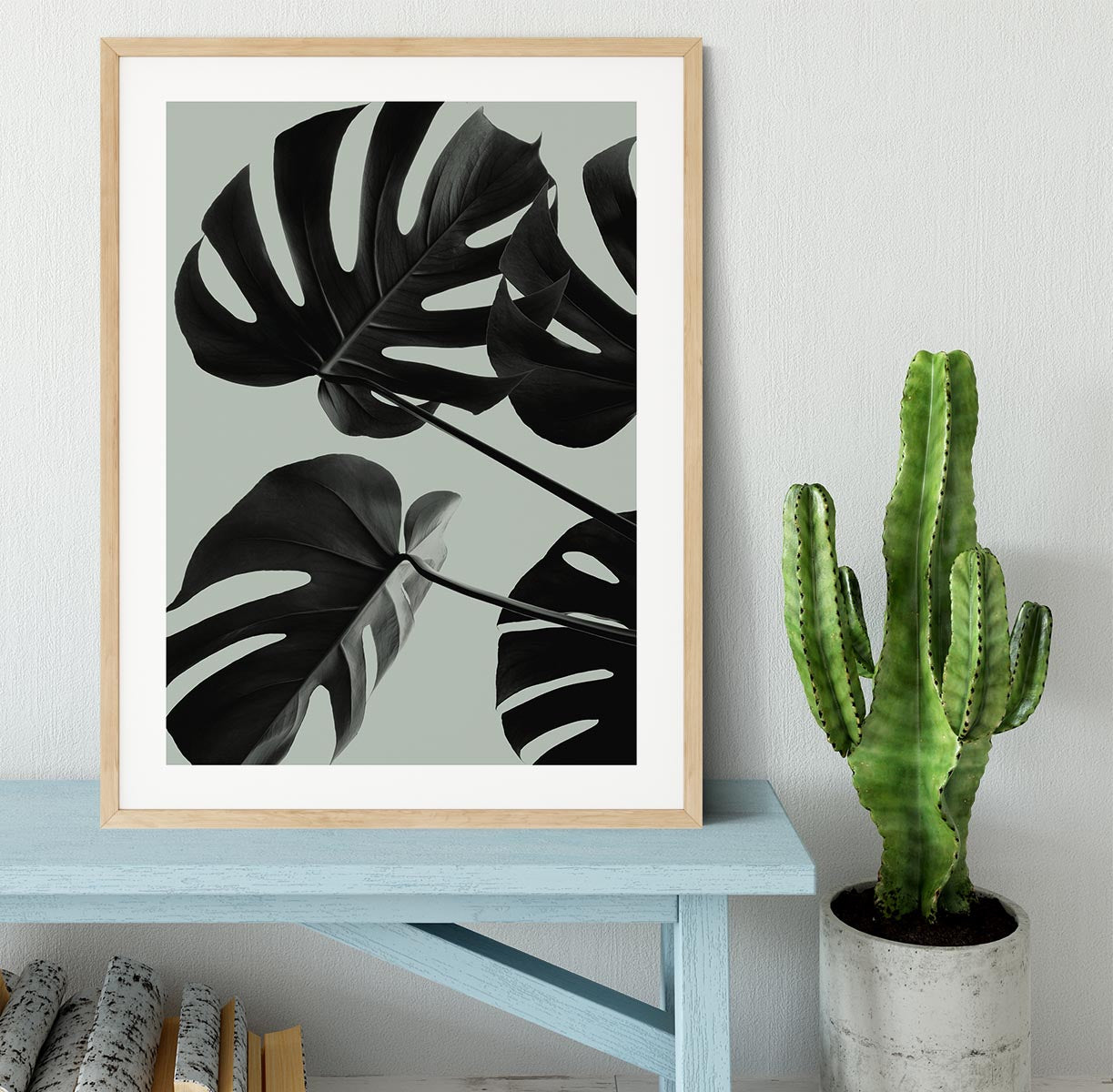 Monstera Teal 08 Framed Print - Canvas Art Rocks - 3