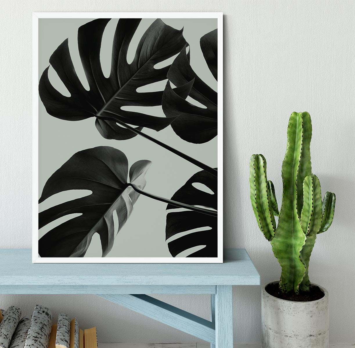 Monstera Teal 08 Framed Print - Canvas Art Rocks -6