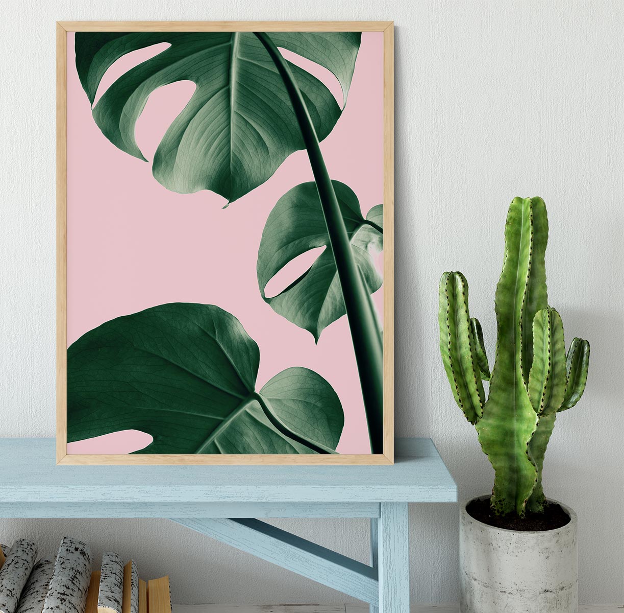 Monstera Pink No 06 Framed Print - Canvas Art Rocks - 4