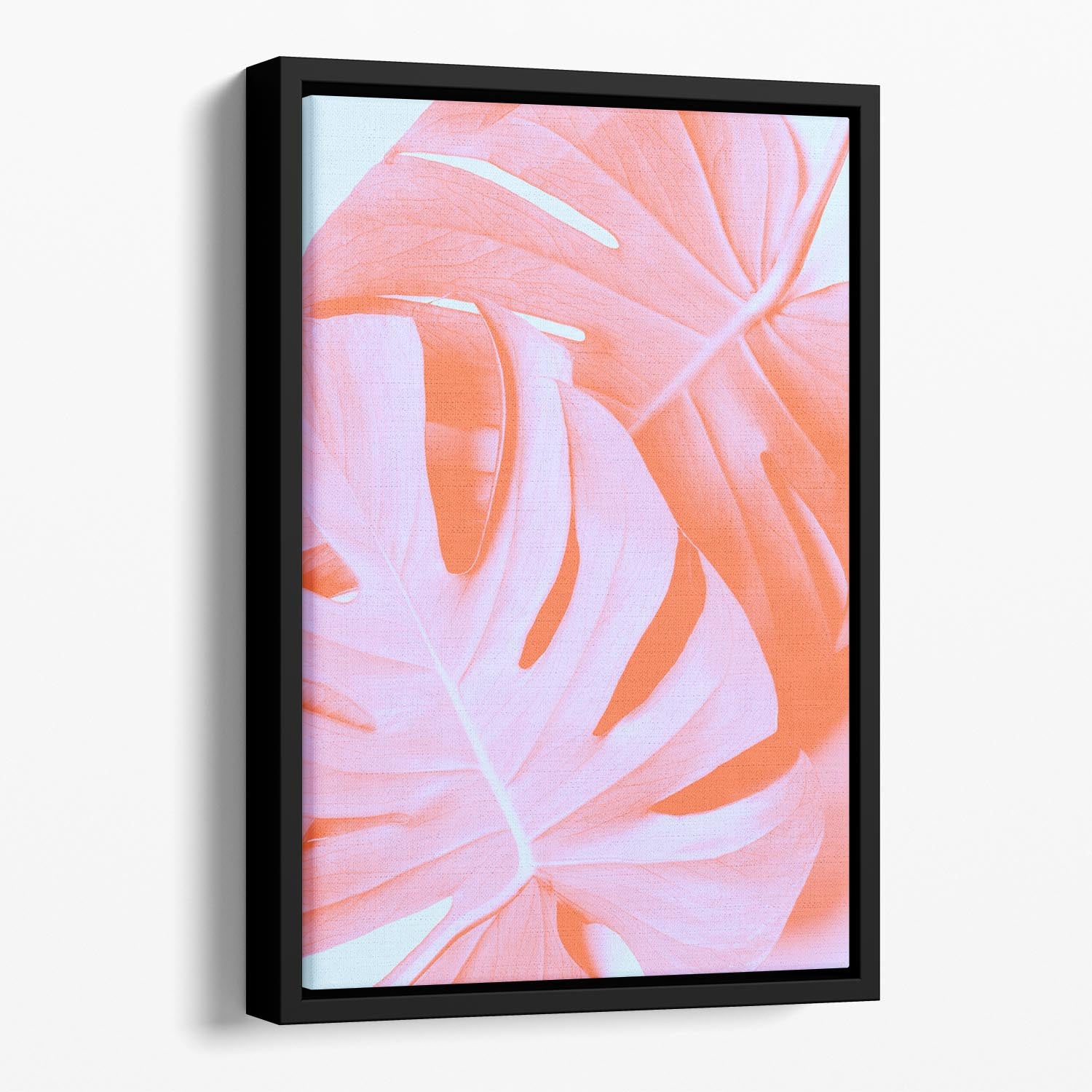 Monstera Orange 03 Floating Framed Canvas - Canvas Art Rocks - 1