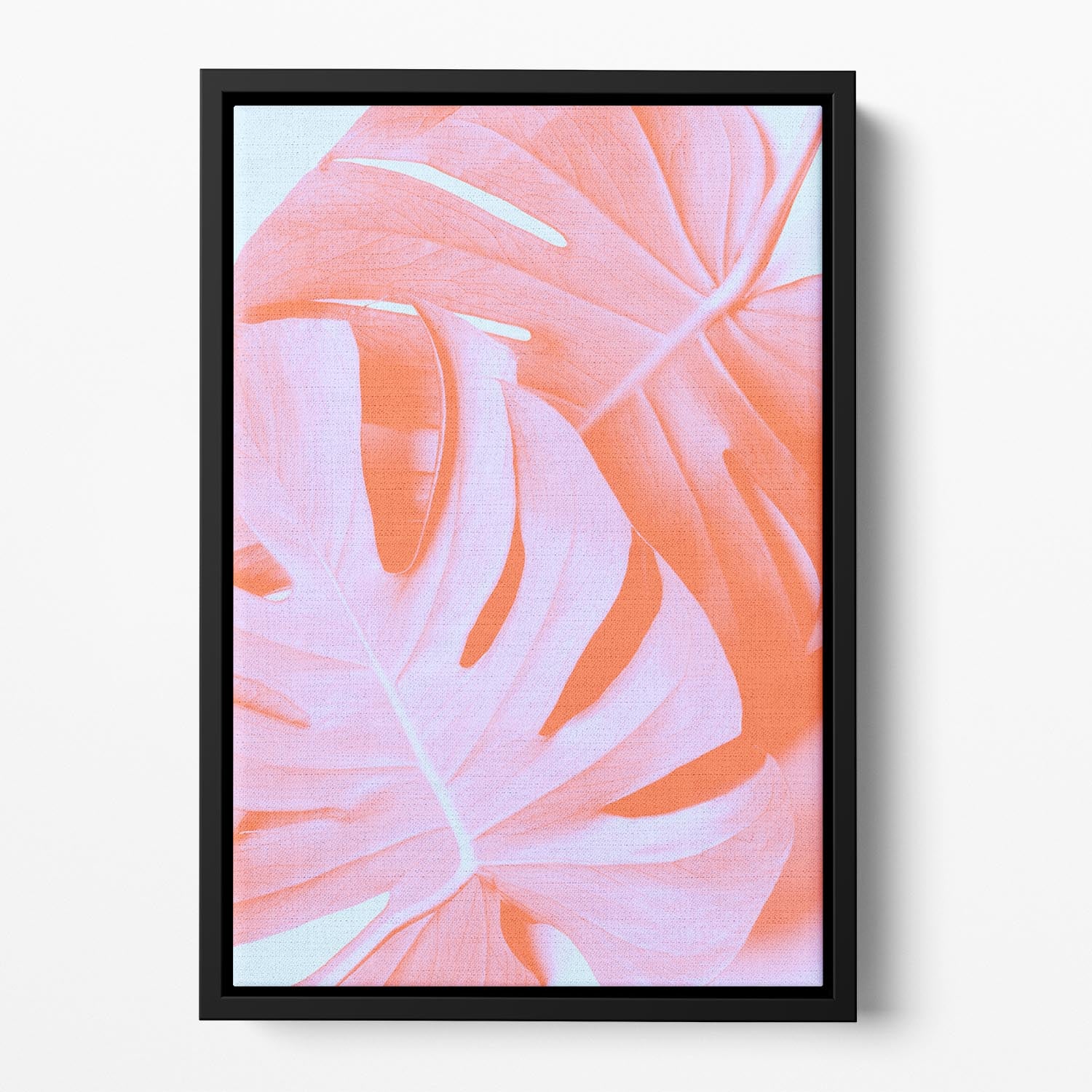 Monstera Orange 03 Floating Framed Canvas - Canvas Art Rocks - 2