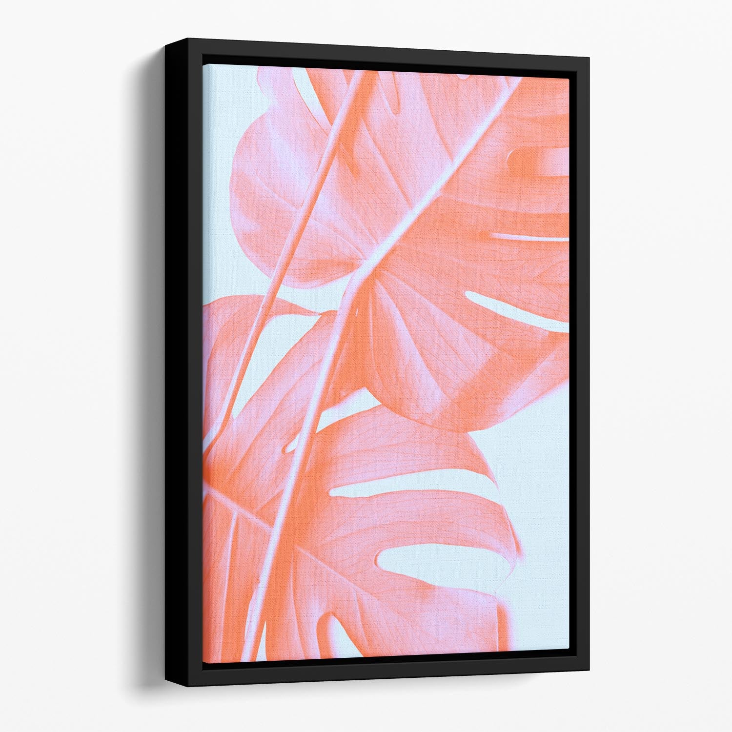 Monstera Orange 04 Floating Framed Canvas - Canvas Art Rocks - 1