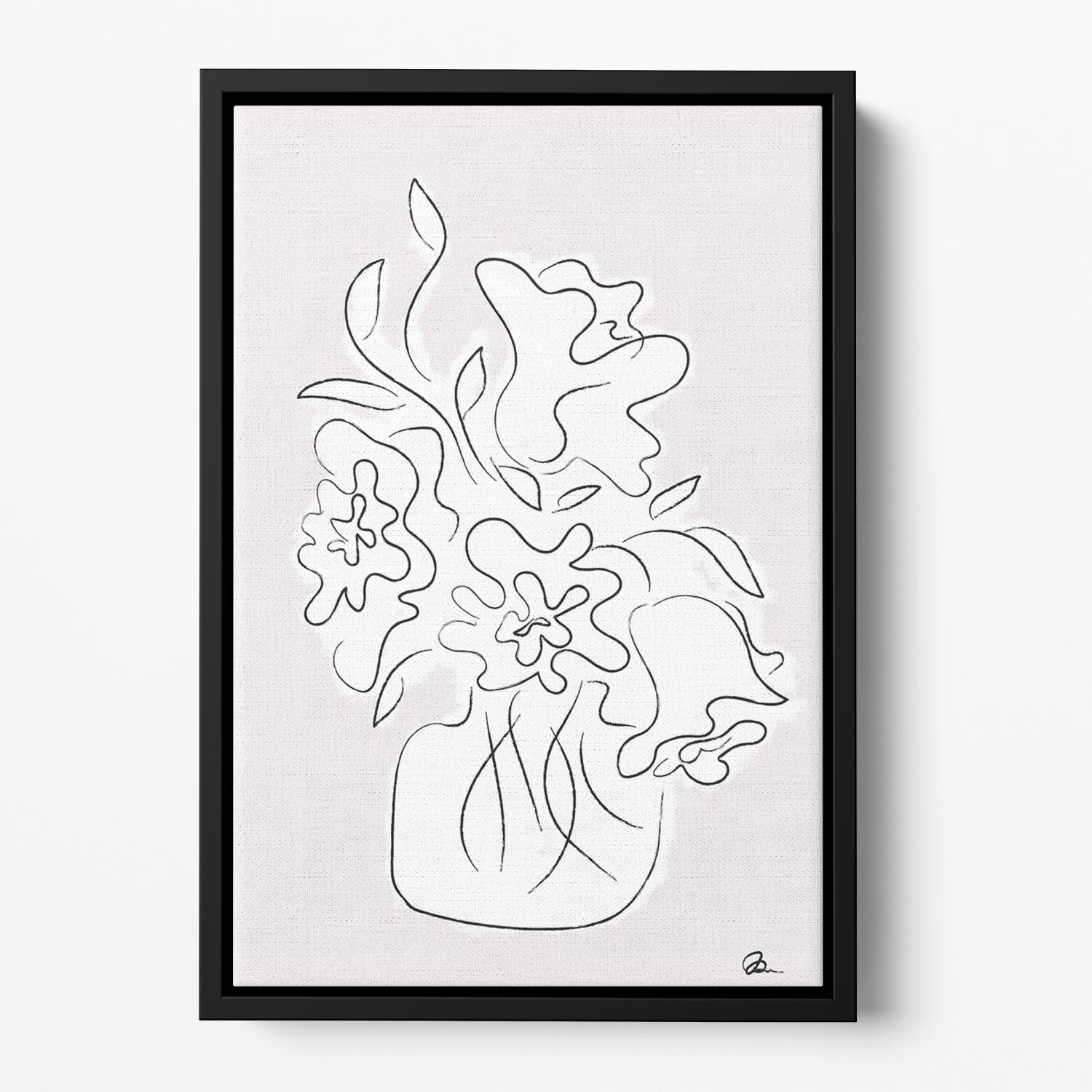 Flower Bouquet Grey Floating Framed Canvas - Canvas Art Rocks - 2