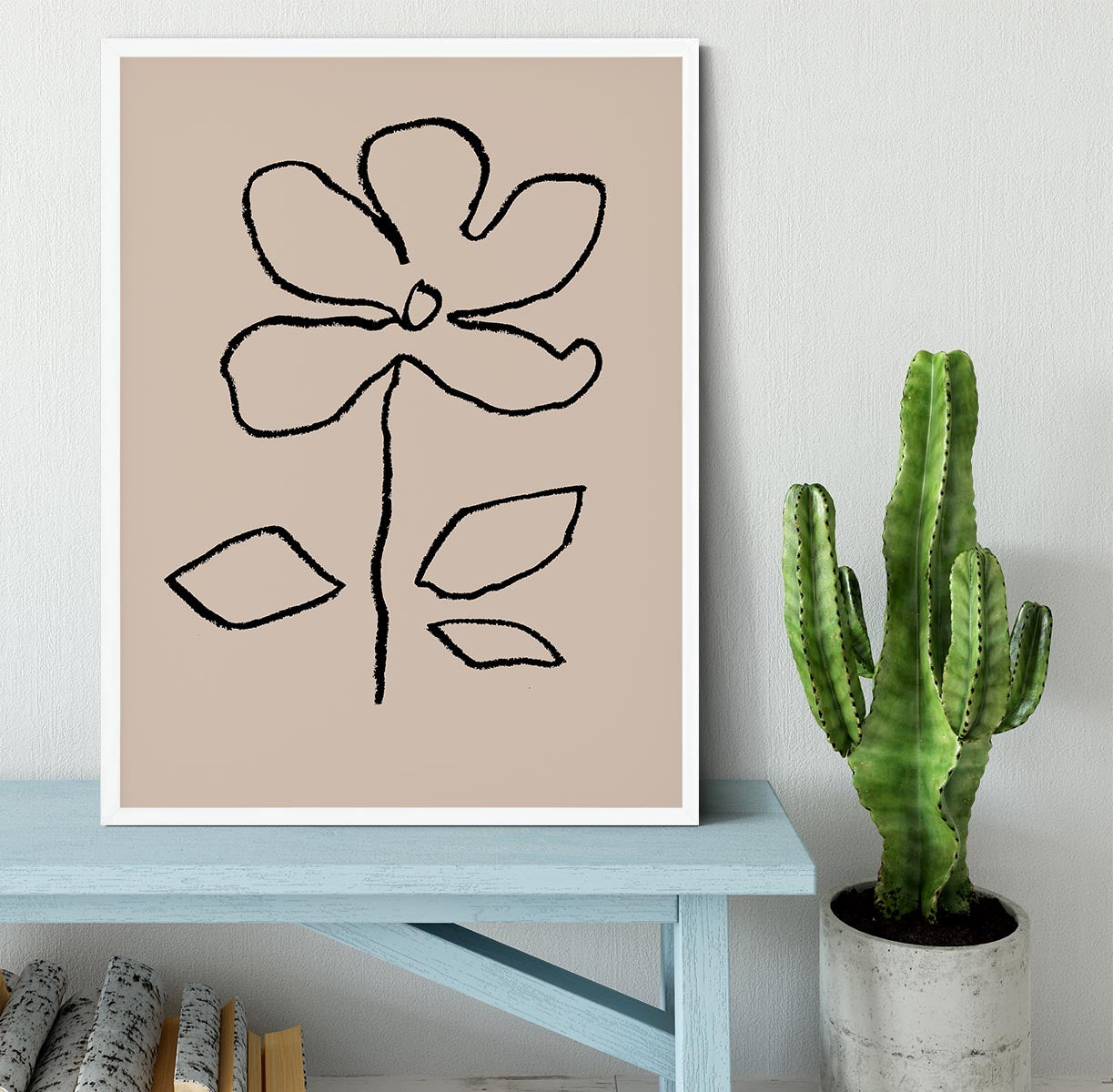 Oil Pastel Flower Black Framed Print - 1x -6