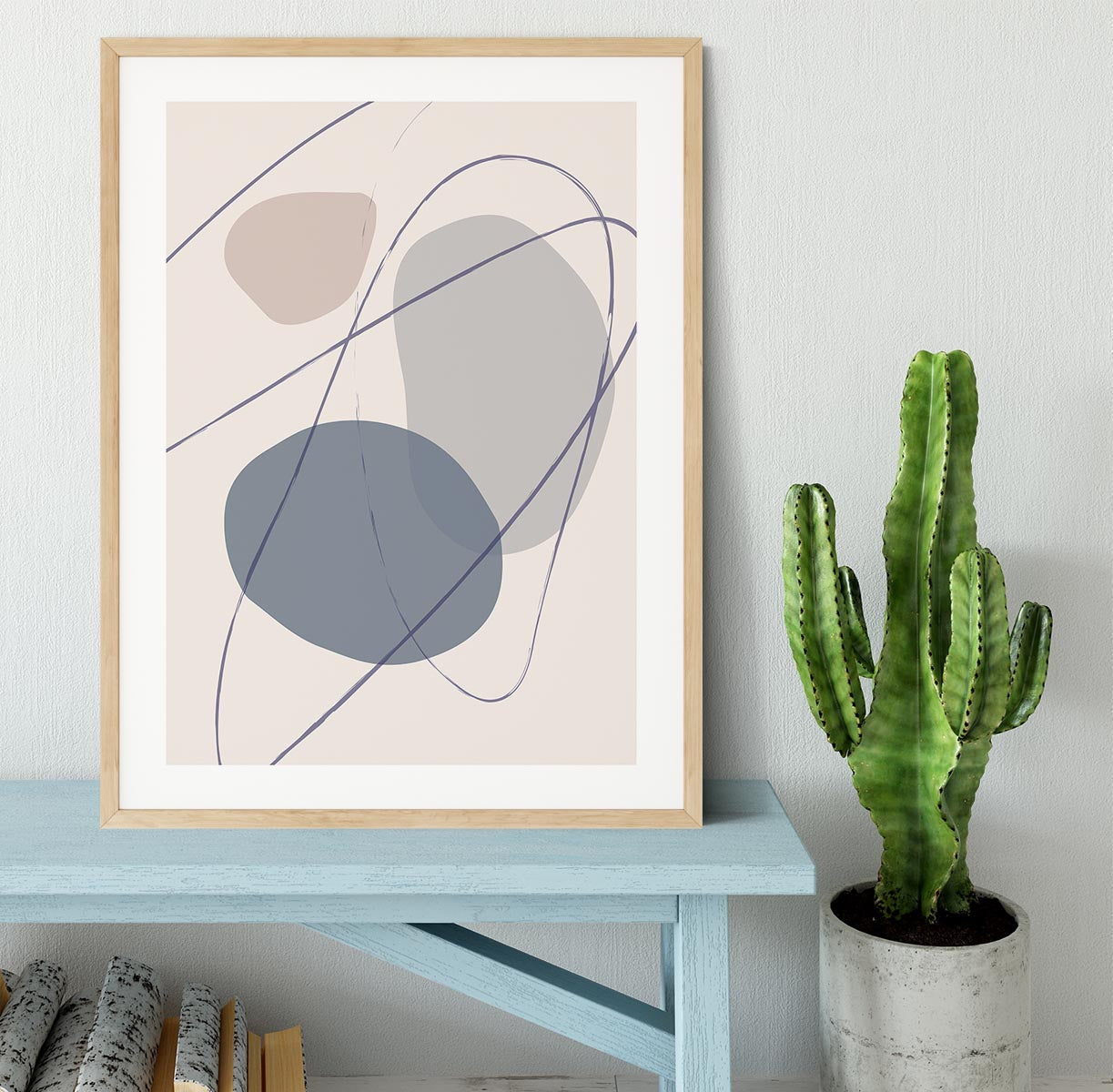 New Shapes Blue No 2 Framed Print - Canvas Art Rocks - 3