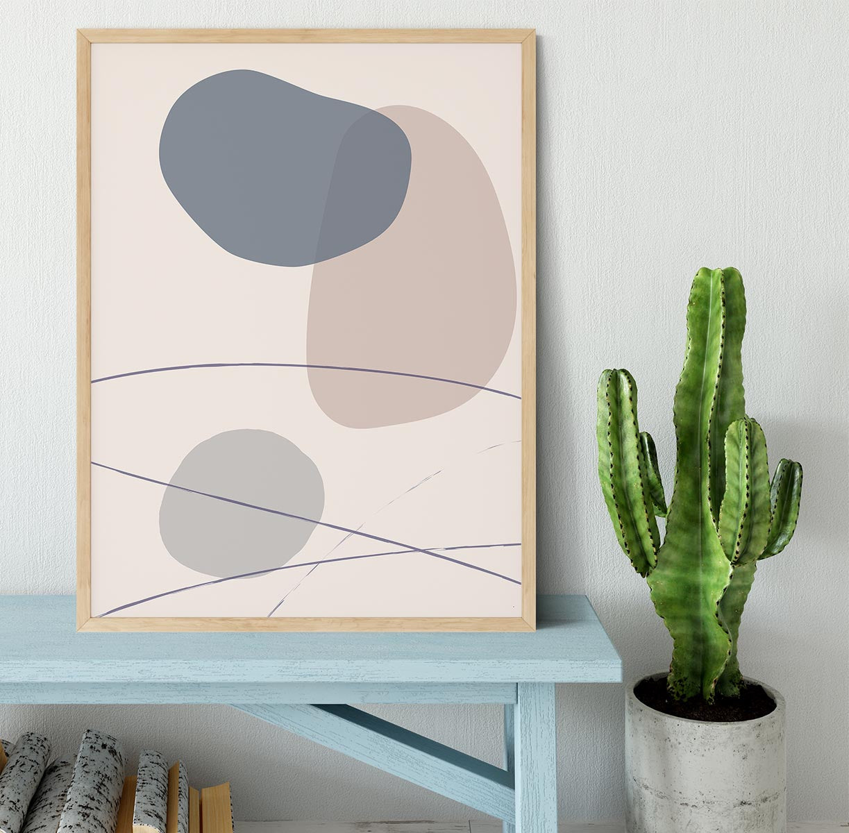 New Shapes Blue No 3 Framed Print - Canvas Art Rocks - 4