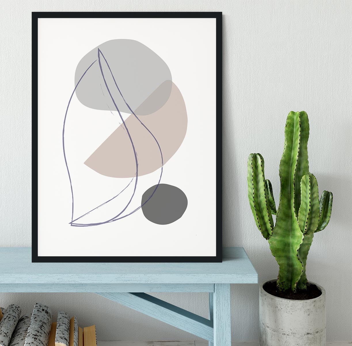 New Shapes Beige 01 Framed Print - Canvas Art Rocks - 1