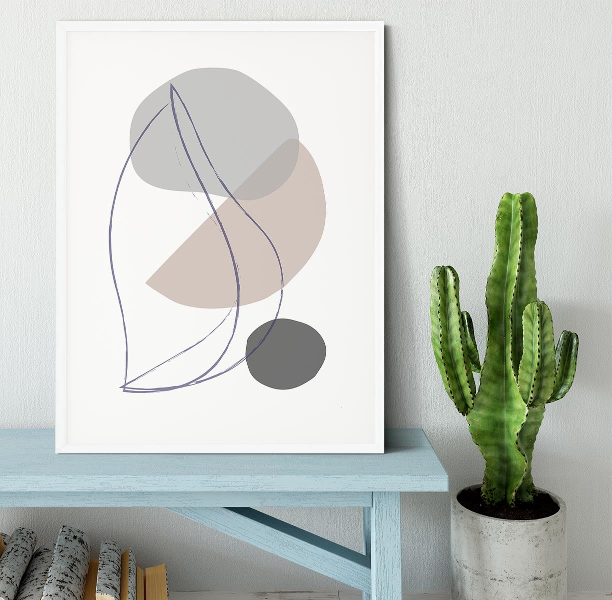 New Shapes Beige 01 Framed Print - Canvas Art Rocks - 5