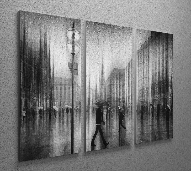 A Rainy Day In Marienplatz 3 Split Panel Canvas Print - Canvas Art Rocks - 2