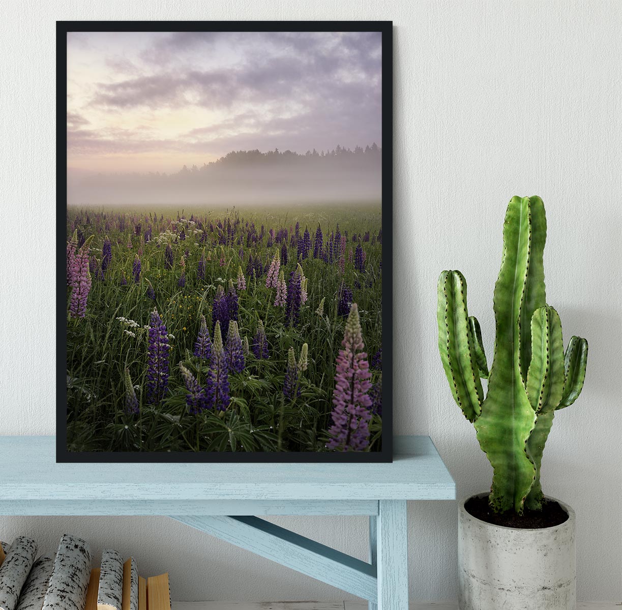 Lupines On A Foggy Day Framed Print - Canvas Art Rocks - 2